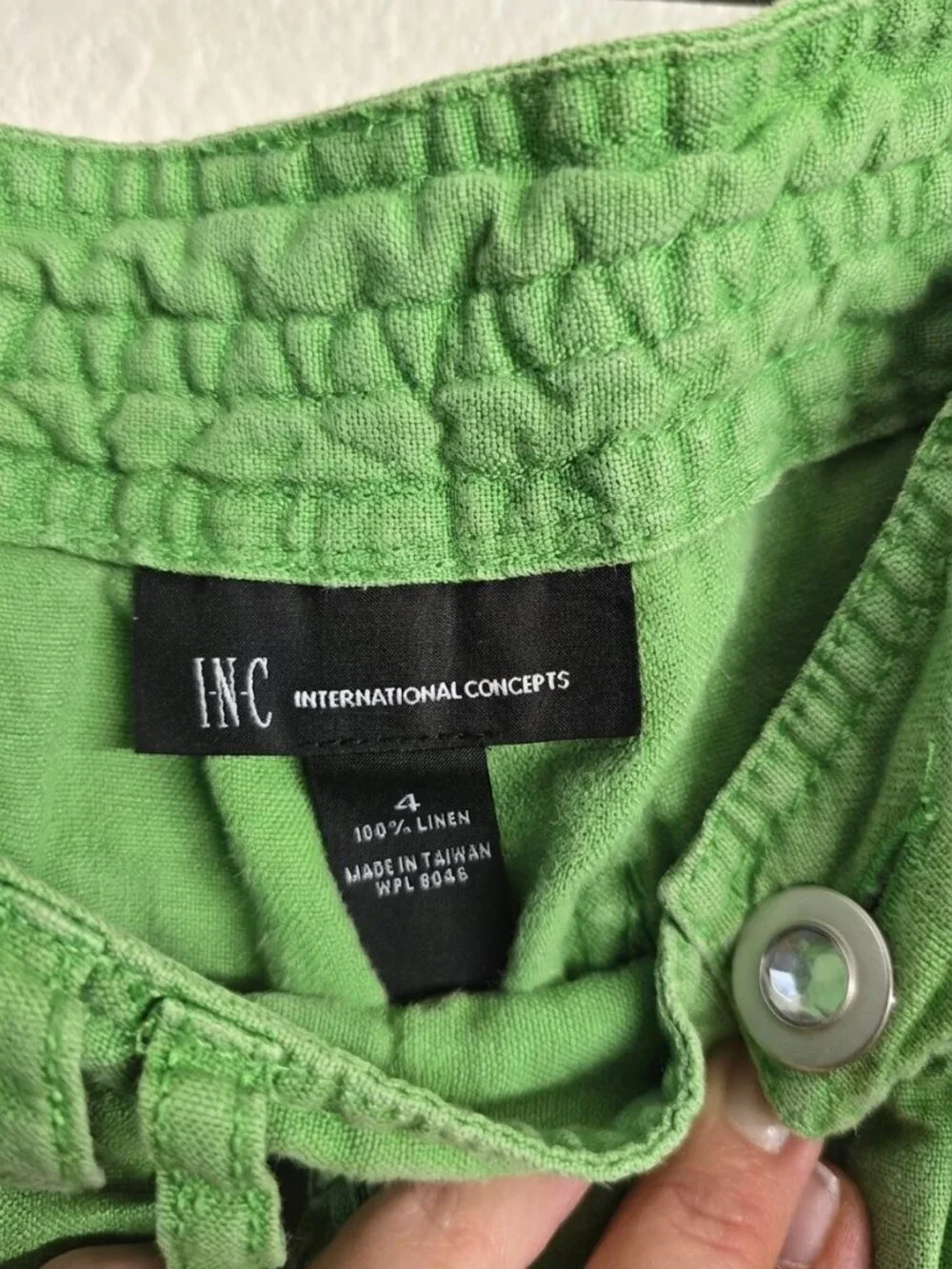 INC International Concepts Linen Cropped Pants Size 4 Green